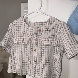 Old money plaid Crop Top - white and Black